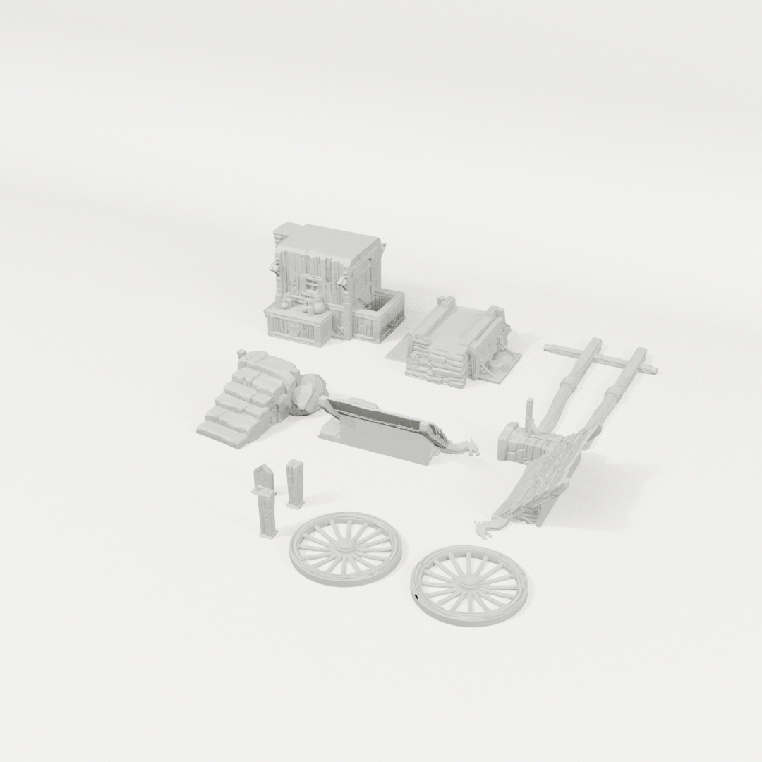 Fantasy Food Truck 28mm terrain component breakdown angle one