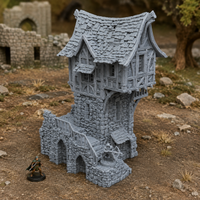 Guard Post unpainted grey 28mm terrain in a medieval tabletop scene