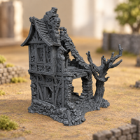 Supplementary product photo for House of Whispers – 28mm Fantasy Tabletop Terrain, Unpainted in unpainted charcoal grey PLA