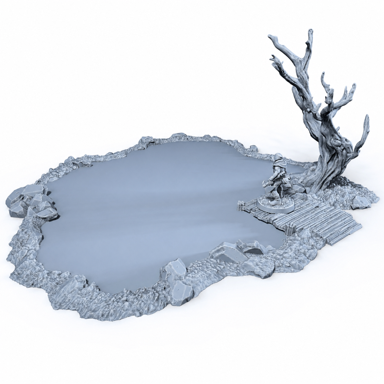 Modular Lake assembled 28mm tabletop terrain
