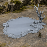 Modular Lake unpainted grey 28mm terrain in a medieval tabletop scene