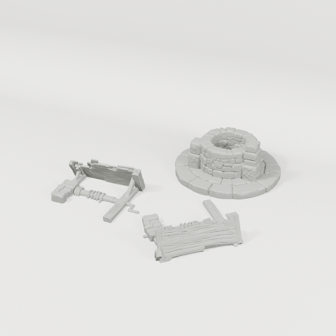 Old Well three-piece 28mm terrain component breakdown