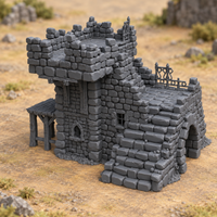 Supplementary product photo for Ruined Platform Prison – 28mm Fantasy Terrain, Unpainted in unpainted charcoal grey PLA