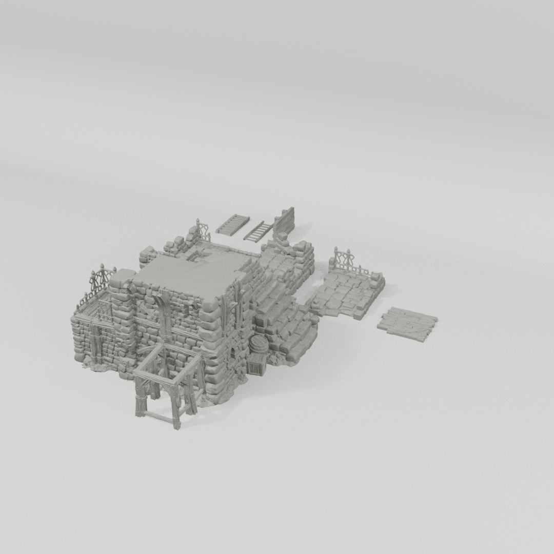 Ruined Platform Prison 28mm terrain components from an alternate angle