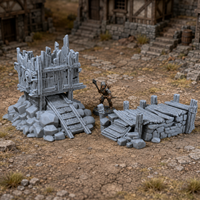 Platforms II unpainted grey 28mm terrain in a medieval tabletop scene