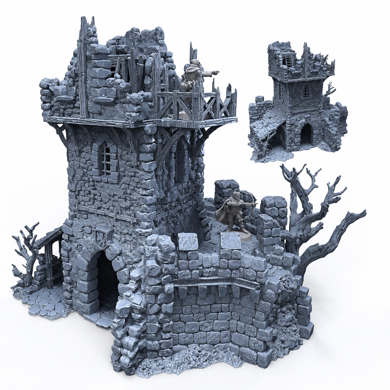 Ruined Black Lions Bastion Tower assembled 28mm tabletop terrain