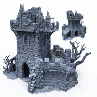 Ruined Black Lions Bastion Tower assembled 28mm tabletop terrain