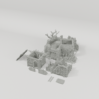 Ruined Black Lions Bastion Tower 28mm terrain component breakdown angle one