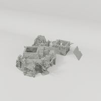 Ruined Black Lions Bastion Tower 28mm terrain components from an alternate angle