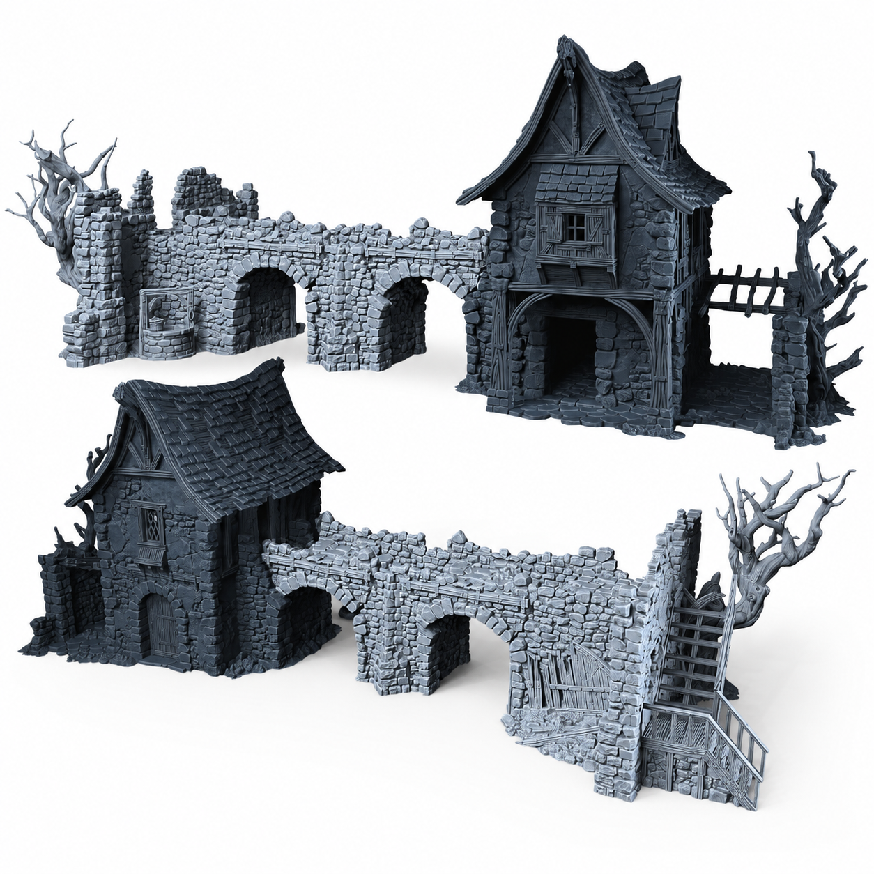 Ruined Platform Connector assembled 28mm tabletop terrain