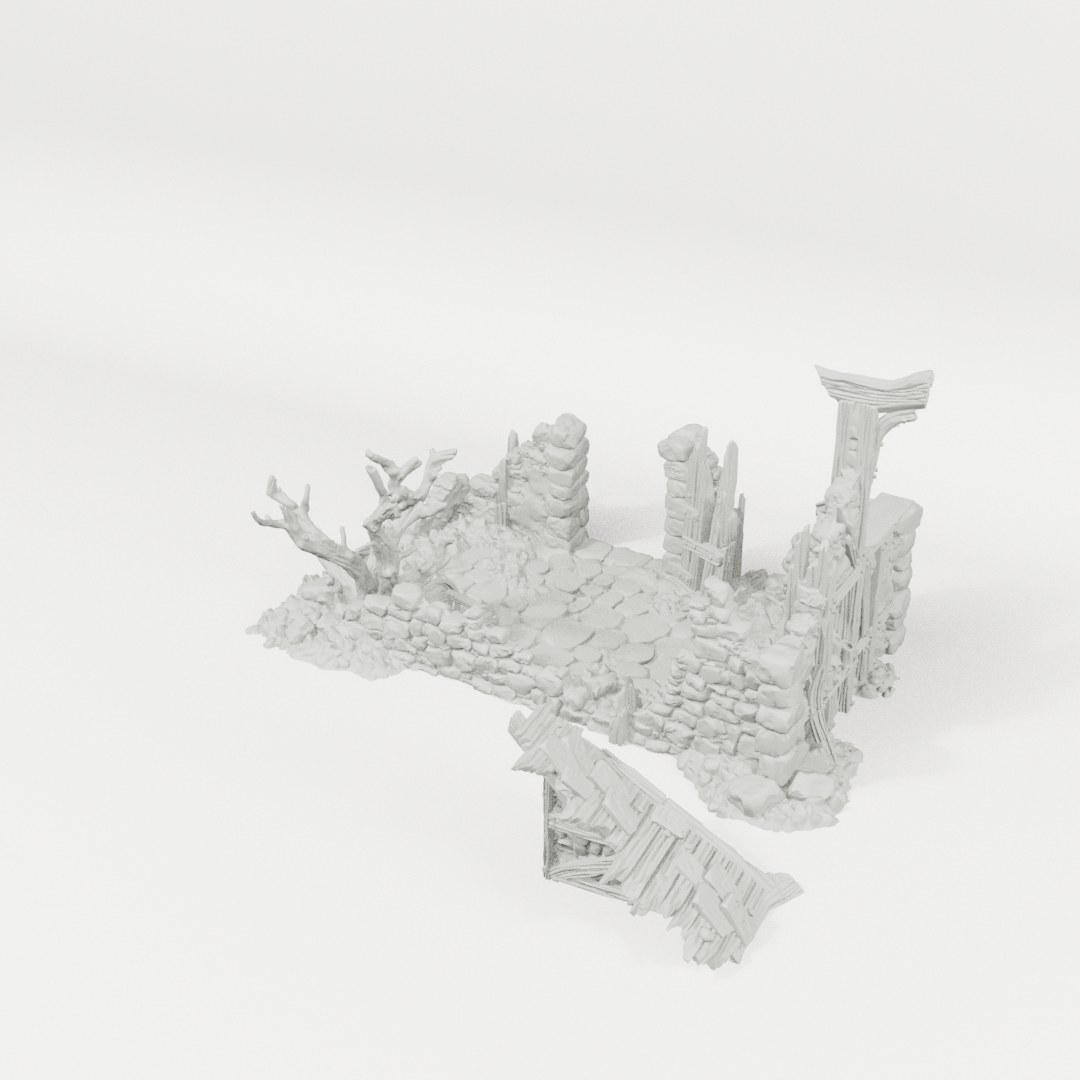 Ruined Shack 28mm terrain component breakdown angle one