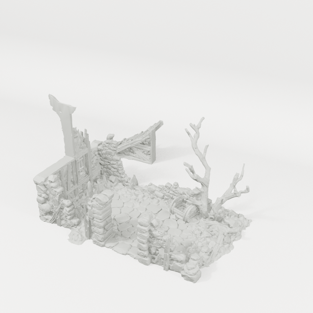 Ruined Shack 28mm terrain components from an alternate angle