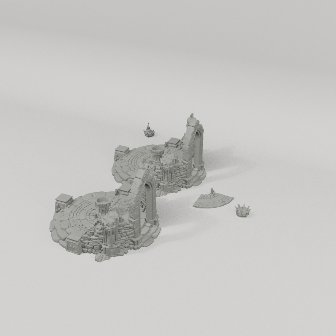Summoning Font 28mm terrain components from an alternate angle