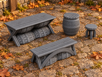 Supplementary product photo for Furniture Scatter 28mm DND Scatter Terrain | Tabletop Wargaming Scenery for Warhammer, Frostgrave & RPG | 3D Printed in unpainted charcoal grey PLA