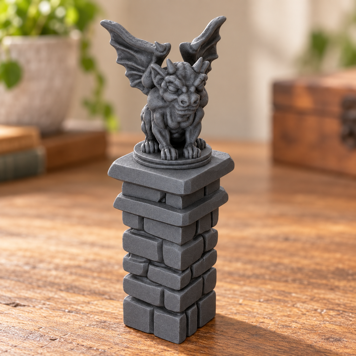 Supplementary product photo for Gargoyle Statue 28mm DND Scatter Terrain | Tabletop Wargaming Scenery for Warhammer, Frostgrave & RPG | 3D Printed in unpainted charcoal grey PLA