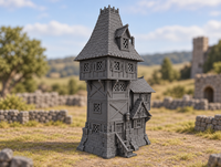 Supplementary product photo for Garrison Tower - 28mm Tabletop Terrain in unpainted charcoal grey PLA
