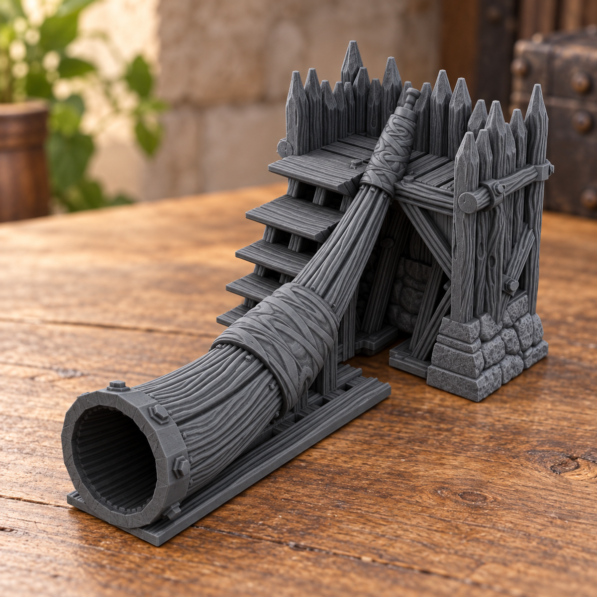 Supplementary product photo for Gate Horn 28mm DND Scatter Terrain | Tabletop Wargaming Scenery for Warhammer, Frostgrave & RPG | Unpainted 3D Printed in unpainted charcoal grey PLA