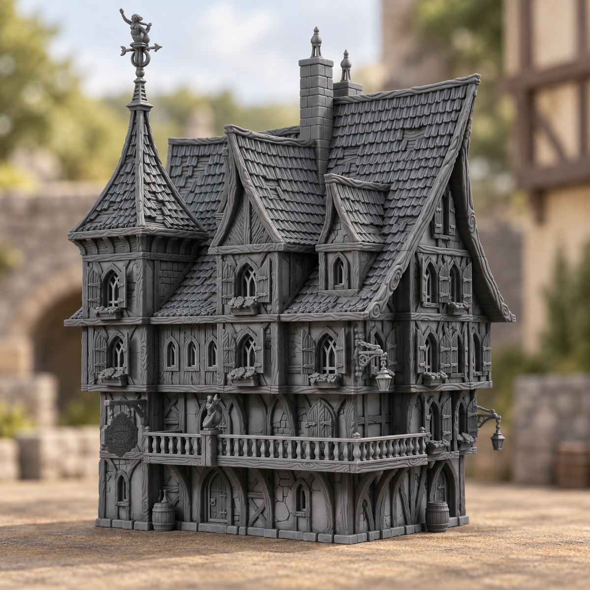 Supplementary product photo for Golden Mermaid Terrain Piece in unpainted charcoal grey PLA