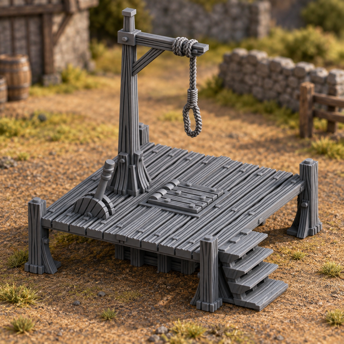 Supplementary product photo for Hangmans Noose - 28mm DND/Wargame/RPG Terrain in unpainted charcoal grey PLA