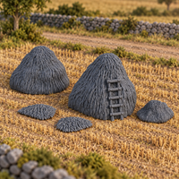 Supplementary product photo for Hay Stacks - 28mm DND/Wargame/RPG Terrain in unpainted charcoal grey PLA