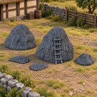 Supplementary product photo for Hay Stacks - 28mm DND/Wargame/RPG Terrain in unpainted charcoal grey PLA