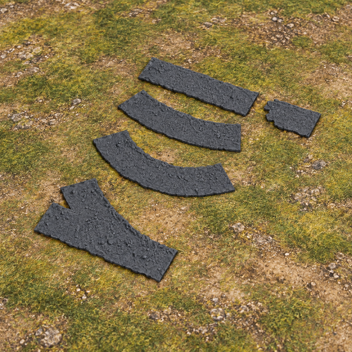 Dirt Path Set – 28mm Fantasy Tabletop Terrain exact included pieces, CAD view 1