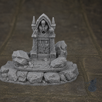 Tomb of the Barrow Wright 28mm terrain with dark grey miniature for scale