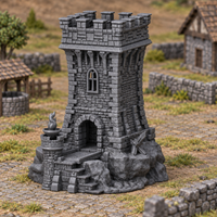 Mountain Outpost shown in a 28mm fantasy tabletop scene, product supplied unpainted