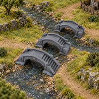 Stone Bridge Set in a fantasy tabletop scene, supplied unpainted