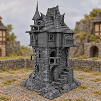 Cliffside Manor shown in a 28mm fantasy tabletop scene, product supplied unpainted