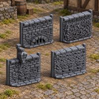Stone Wall Set IV shown in a 28mm fantasy tabletop scene, product supplied unpainted