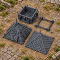 Mountain Outpost Extension shown in a 28mm fantasy tabletop scene, product supplied unpainted