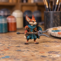 Painted display example of Male Fox Folk 1 miniature. The listed miniature is supplied unpainted.