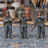 Rubble March Crew three-figure crew Slapchop-painted display example. Supplied unpainted. Background items not included.