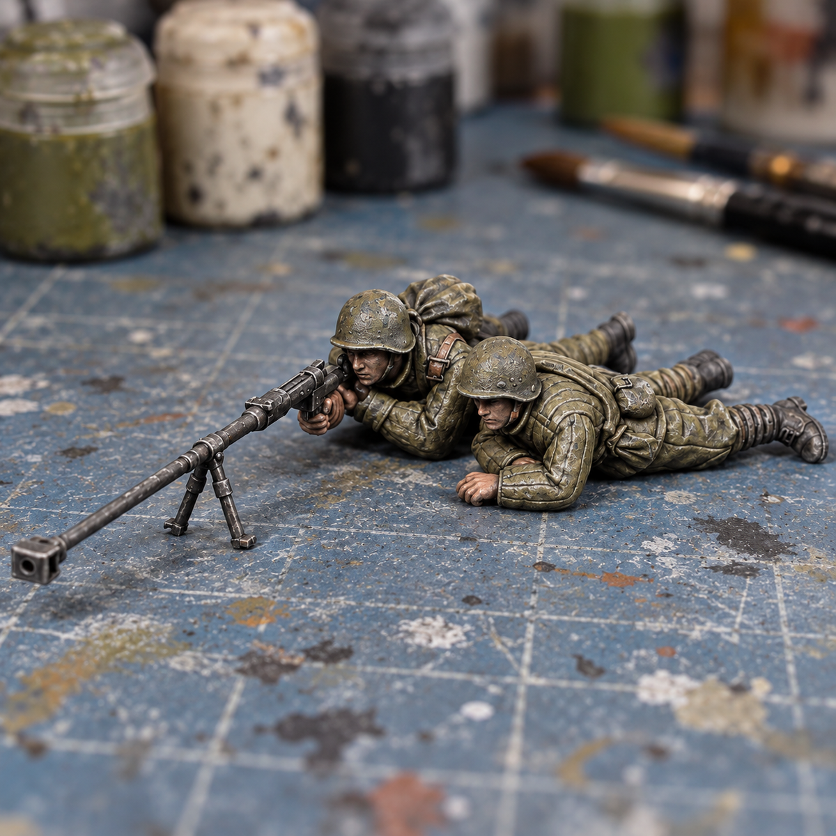 Rubble March AT Gun Slapchop-painted display example. Supplied unpainted. Background items not included.