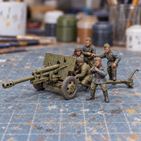 Rubble March Field five-figure gun crew and field gun, Slapchop-painted display example. Supplied unpainted. Background items not included.