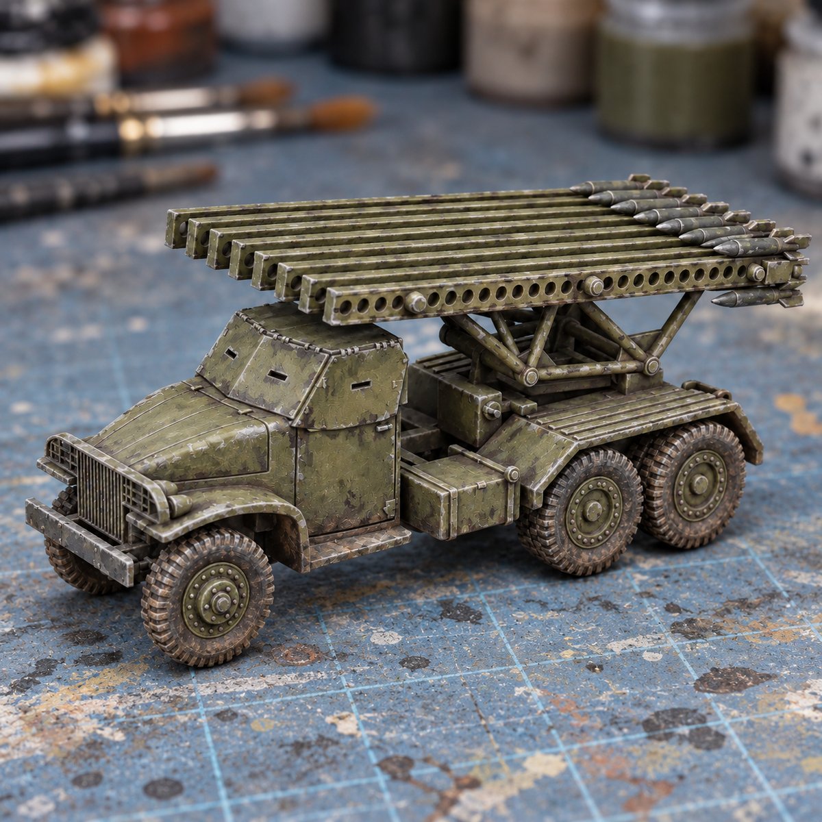 Rubble March Rockets Slapchop-painted display example. Supplied unpainted. Background items not included.