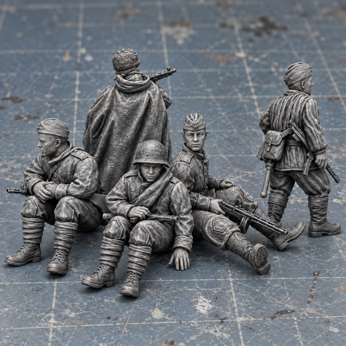 Rubble March Riders Slapchop-painted display example. Supplied unpainted. Background items not included.