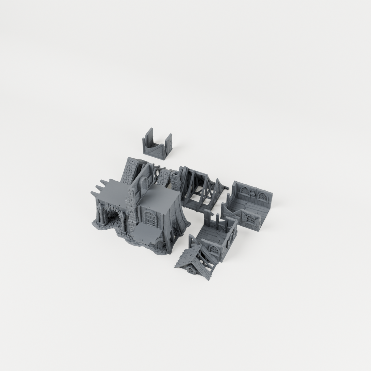 Warden's Bastion Ruins – 28mm Fantasy Tabletop Terrain exact included pieces, CAD view 1