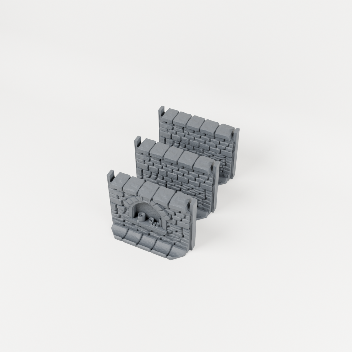Stone Wall Set III included components rendered in charcoal grey