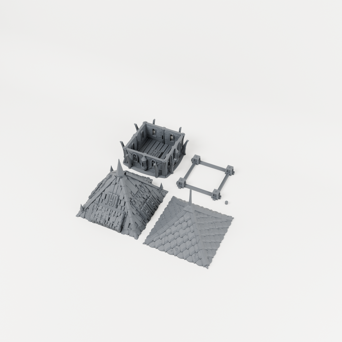 Mountain Outpost Extension included five-piece add-on rendered in charcoal grey