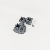 Mountain Outpost included components rendered in charcoal grey