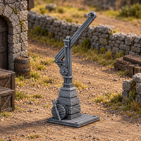 Supplementary product photo for Hoist Crane 28mm DND Scatter Terrain | Tabletop Wargaming Scenery for Warhammer, Frostgrave & RPG | Unpainted 3D Printed in unpainted charcoal grey PLA