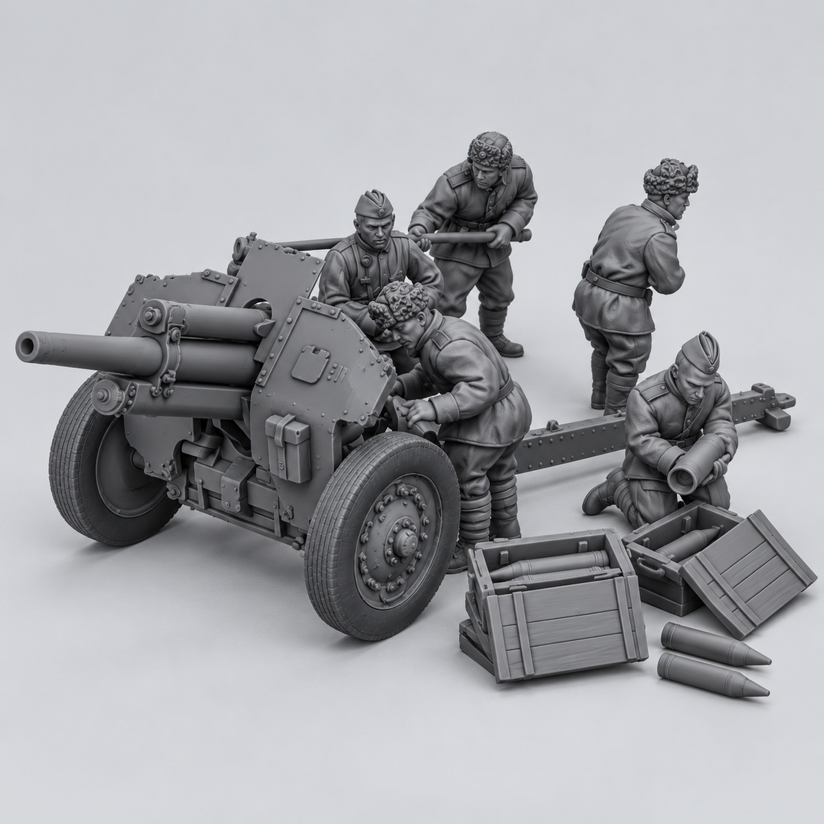 Rubble March Battery unpainted resin kit identity image, complete set.