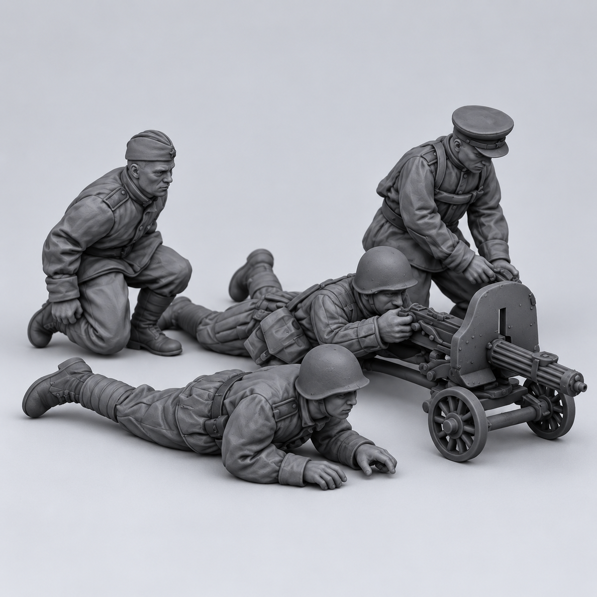 Rubble March Gunner unpainted resin kit identity image, complete set.
