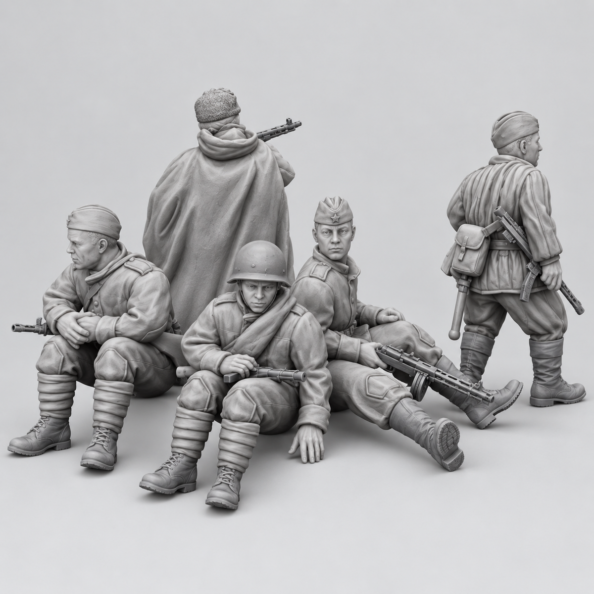 Rubble March Riders unpainted resin kit identity image, complete set.