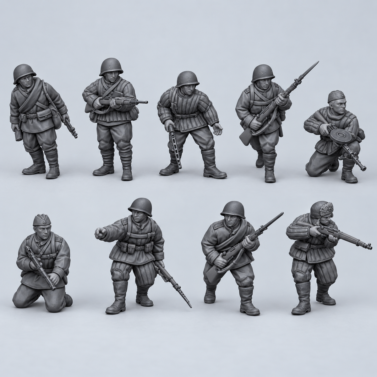 Rubble March Rifles unpainted resin kit identity image, complete set.