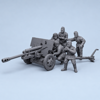 Rubble March Field five crew figures and field gun, unpainted resin identity image.