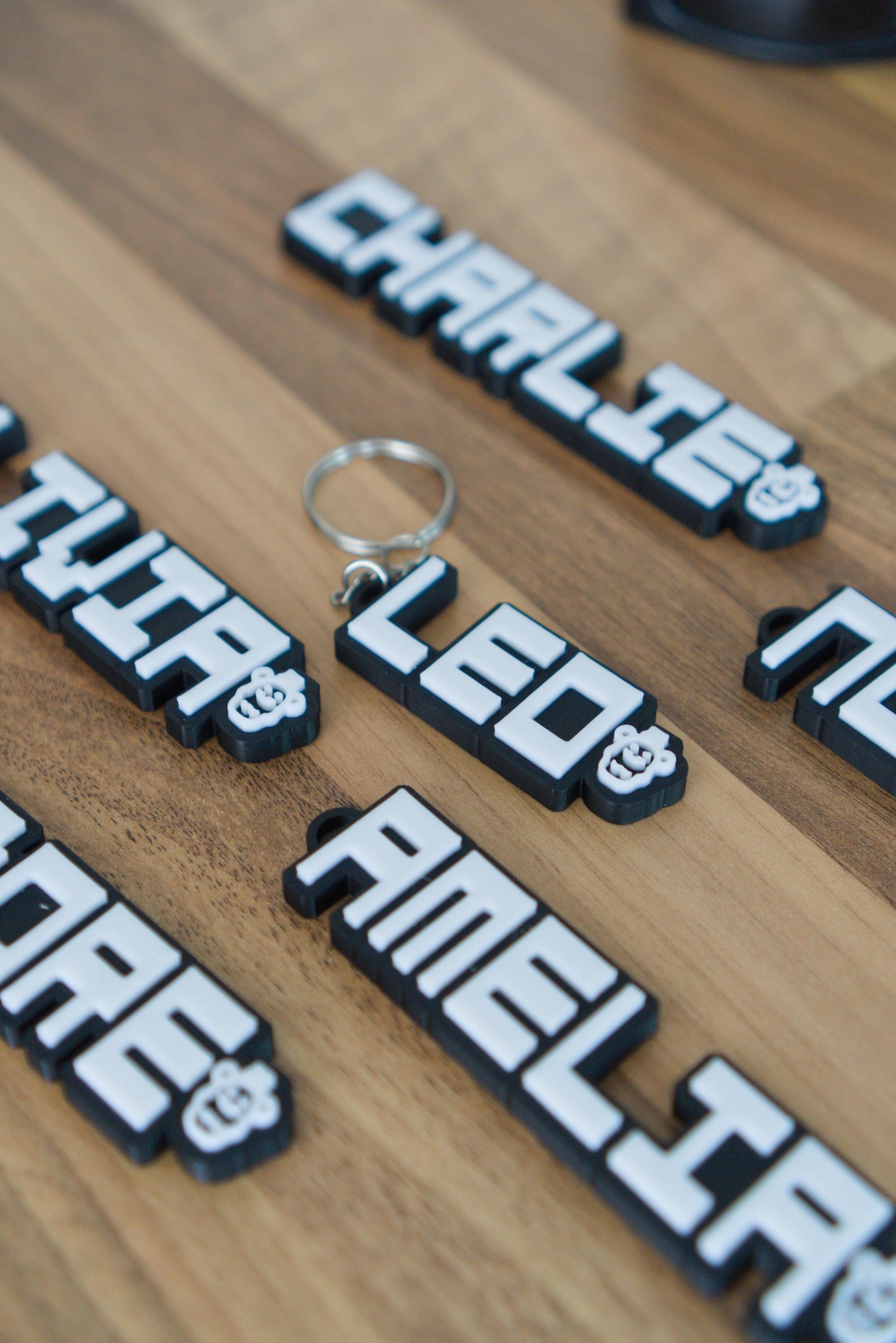 FNAF inspired personalised keychain side view