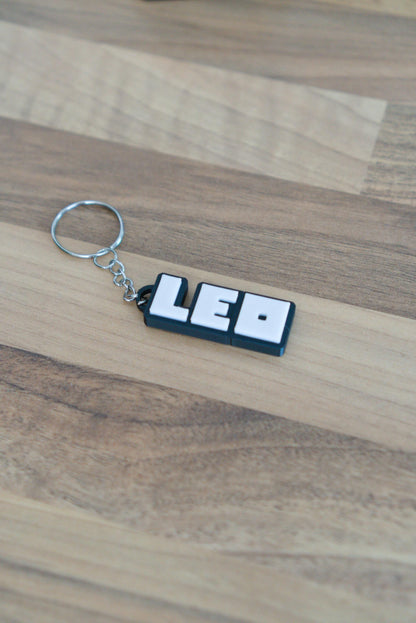 Personalised Roblox name keychain in black and white chunky font